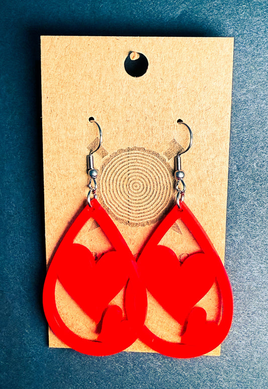 Double Heart Drop Earrings